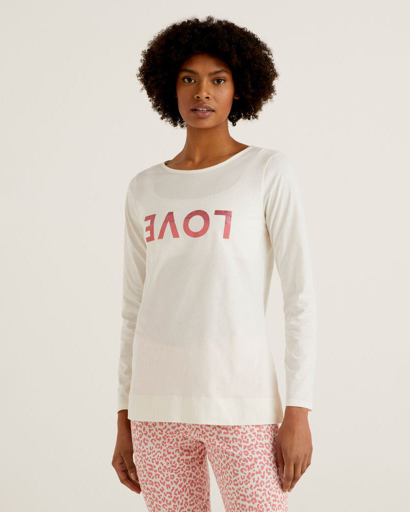 White T-Shirt L/S Benetton