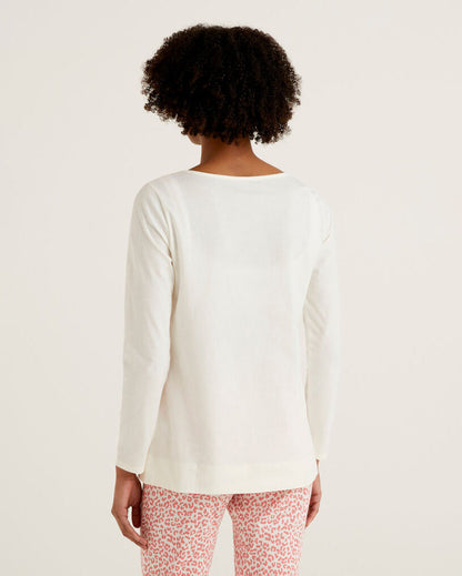 White T-Shirt L/S Benetton