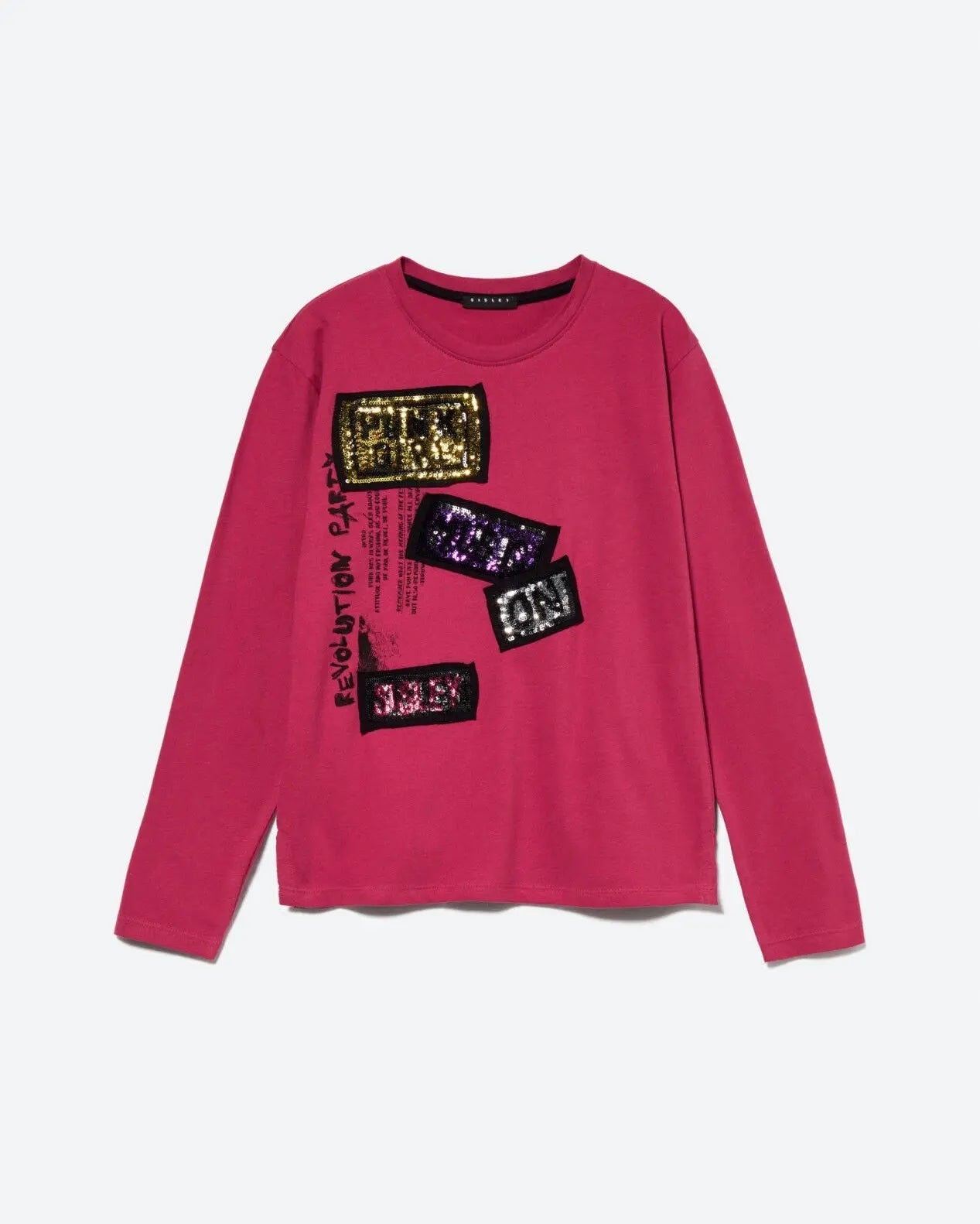 Fuchsia T-Shirt With Print And Sequins - BEVAVA
