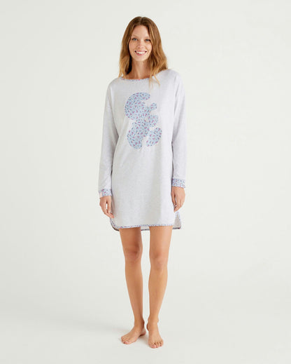 Light Grey Nightshirt With Smurfs Print Benetton