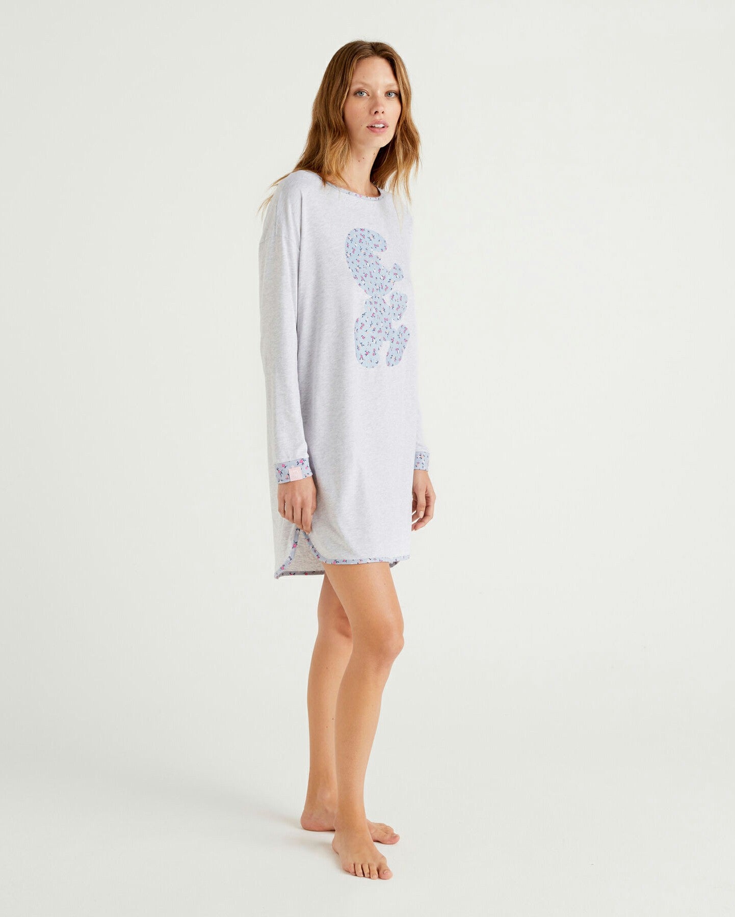 Light Grey Nightshirt With Smurfs Print Benetton