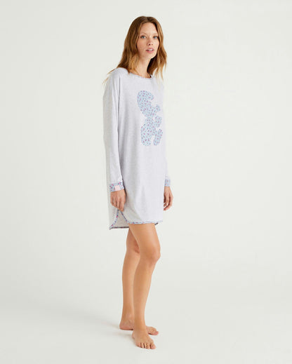 Light Grey Nightshirt With Smurfs Print Benetton