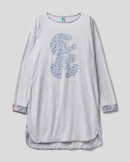 Light Grey Nightshirt With Smurfs Print Benetton