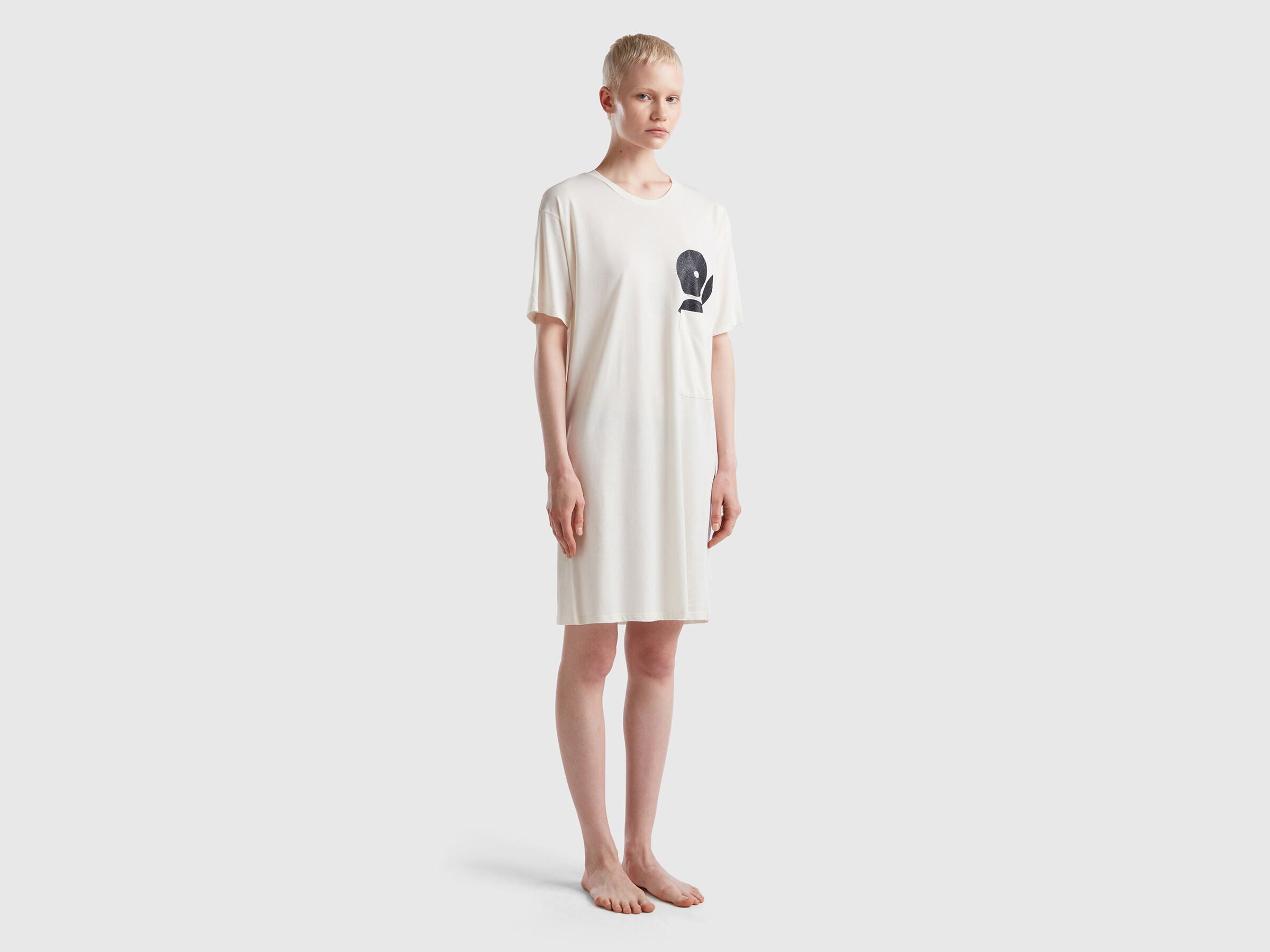 Nightshirt With Floral Pocket - BEVAVA