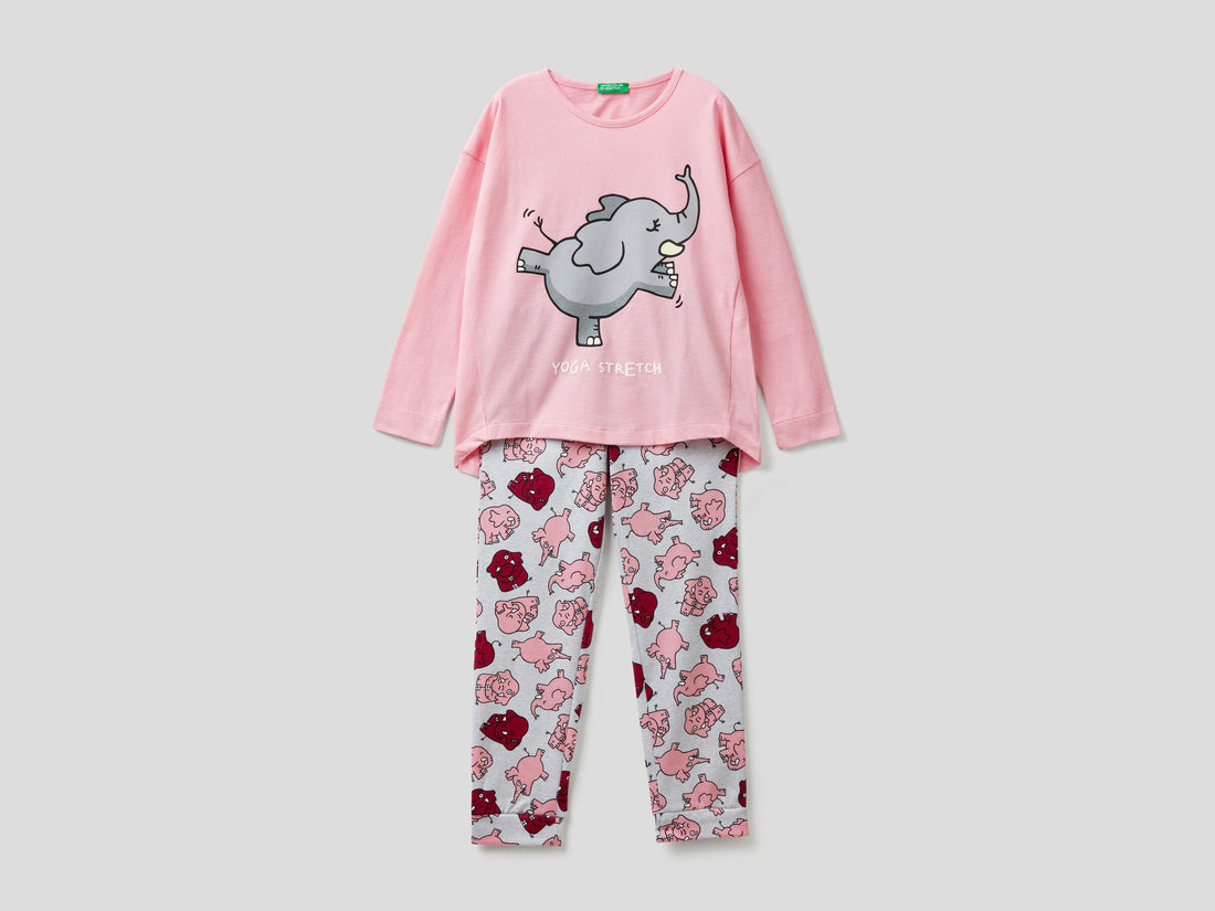 Pyjamas In Warm Cotton With Print