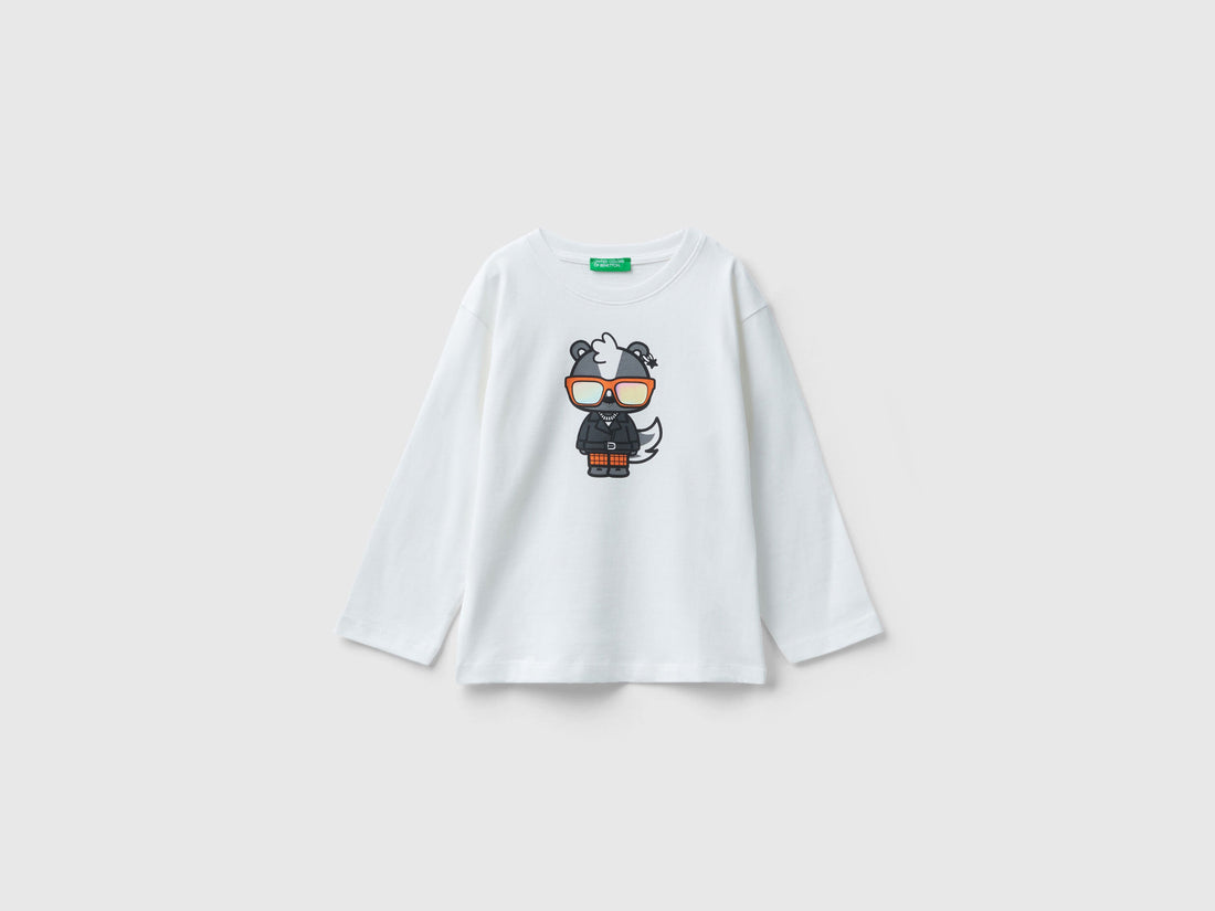 Long Fiber Cotton T-Shirt With Print_3YN4G10BW_074_01