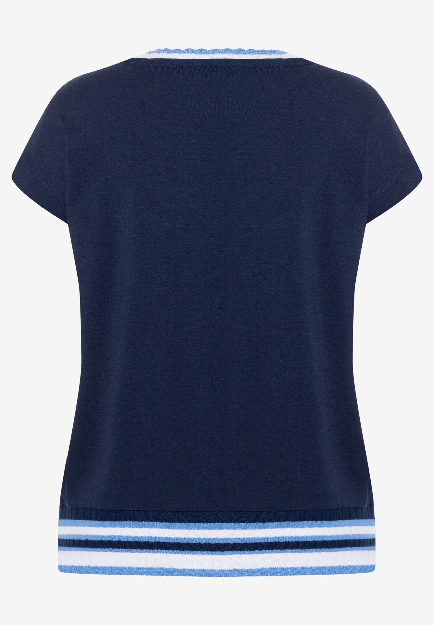 Navy T-Shirt With Knitted Cuffs_41020058_0379_05