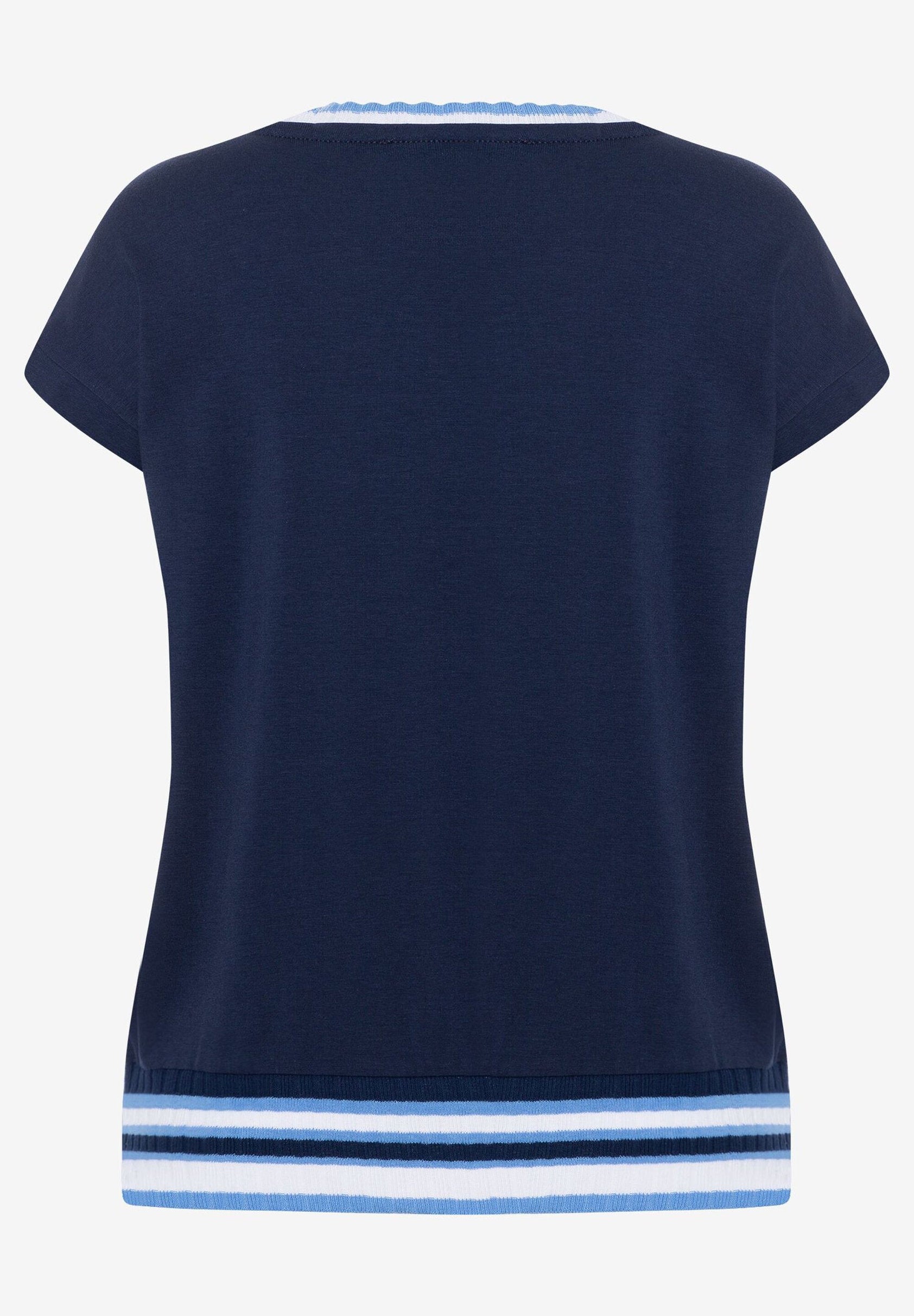 Navy T-Shirt With Knitted Cuffs_41020058_0379_05