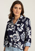 Navy & White Flower Print Shirt Blouse_41022051_3379_01