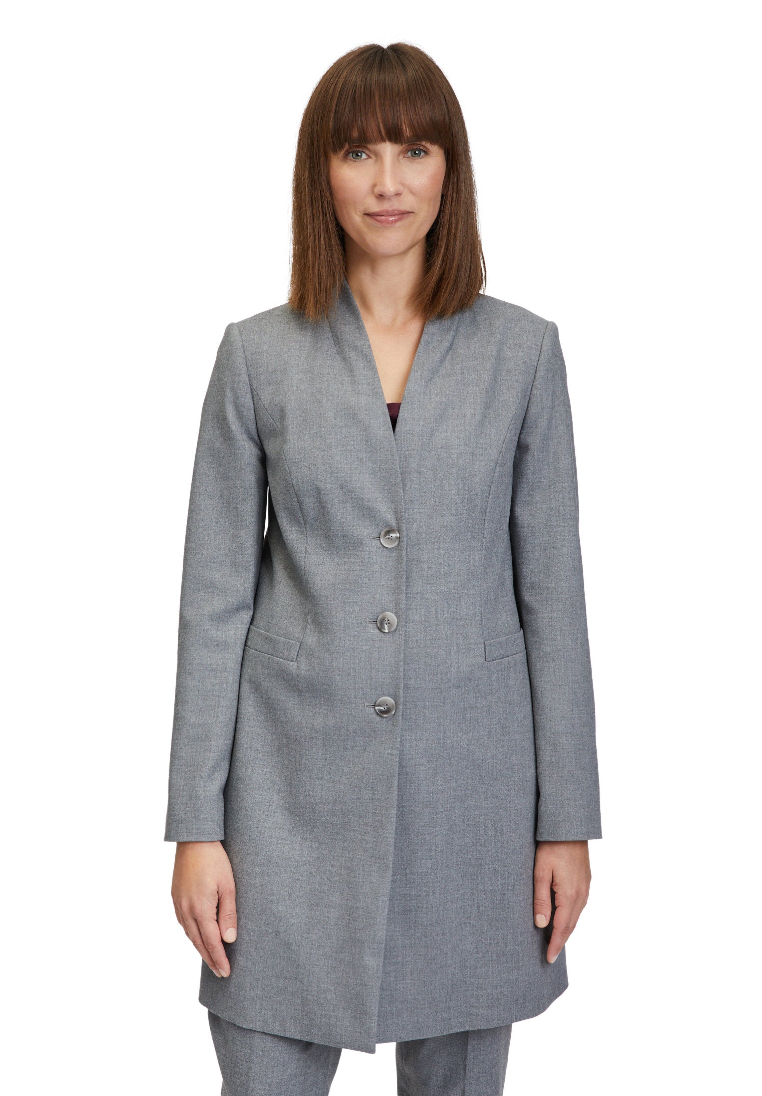 Grey Long Single Breasted Blazer _4298-2248_9707_03