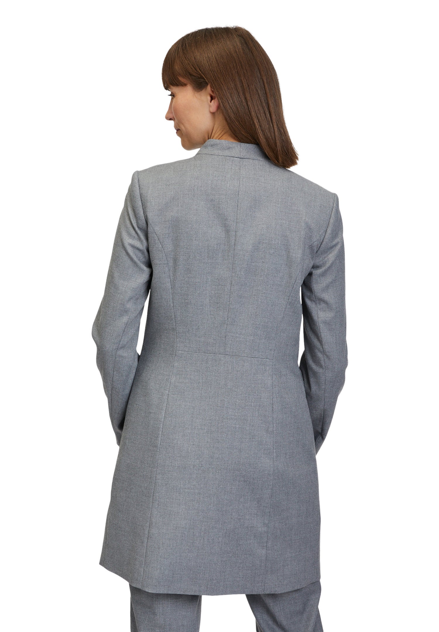 Grey Long Single Breasted Blazer _4298-2248_9707_04