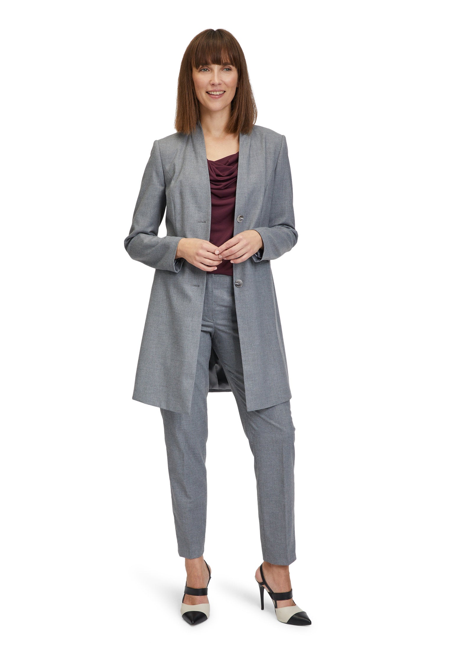 Grey Long Single Breasted Blazer _4298-2248_9707_05