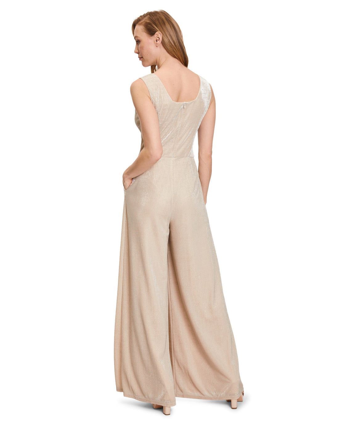 Beige Jumpsuit Long Without Sleeve