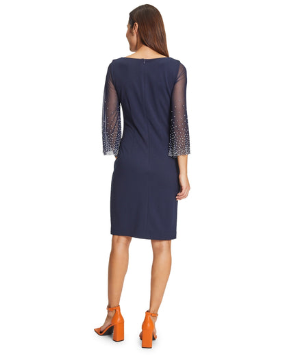 Dark Blue Dress Short 3/4 Sleeve Vera Mont