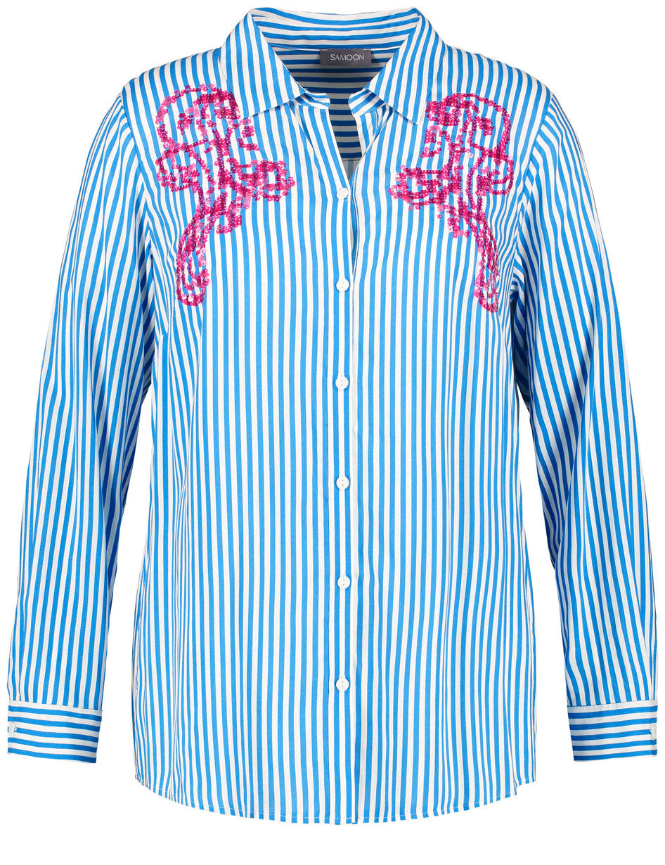 Striped Blouse With Sequin Embellishment_460001-21002_8822_02