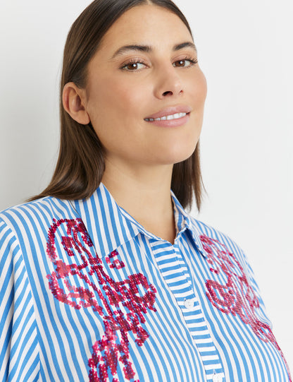 Striped Blouse With Sequin Embellishment_460001-21002_8822_04