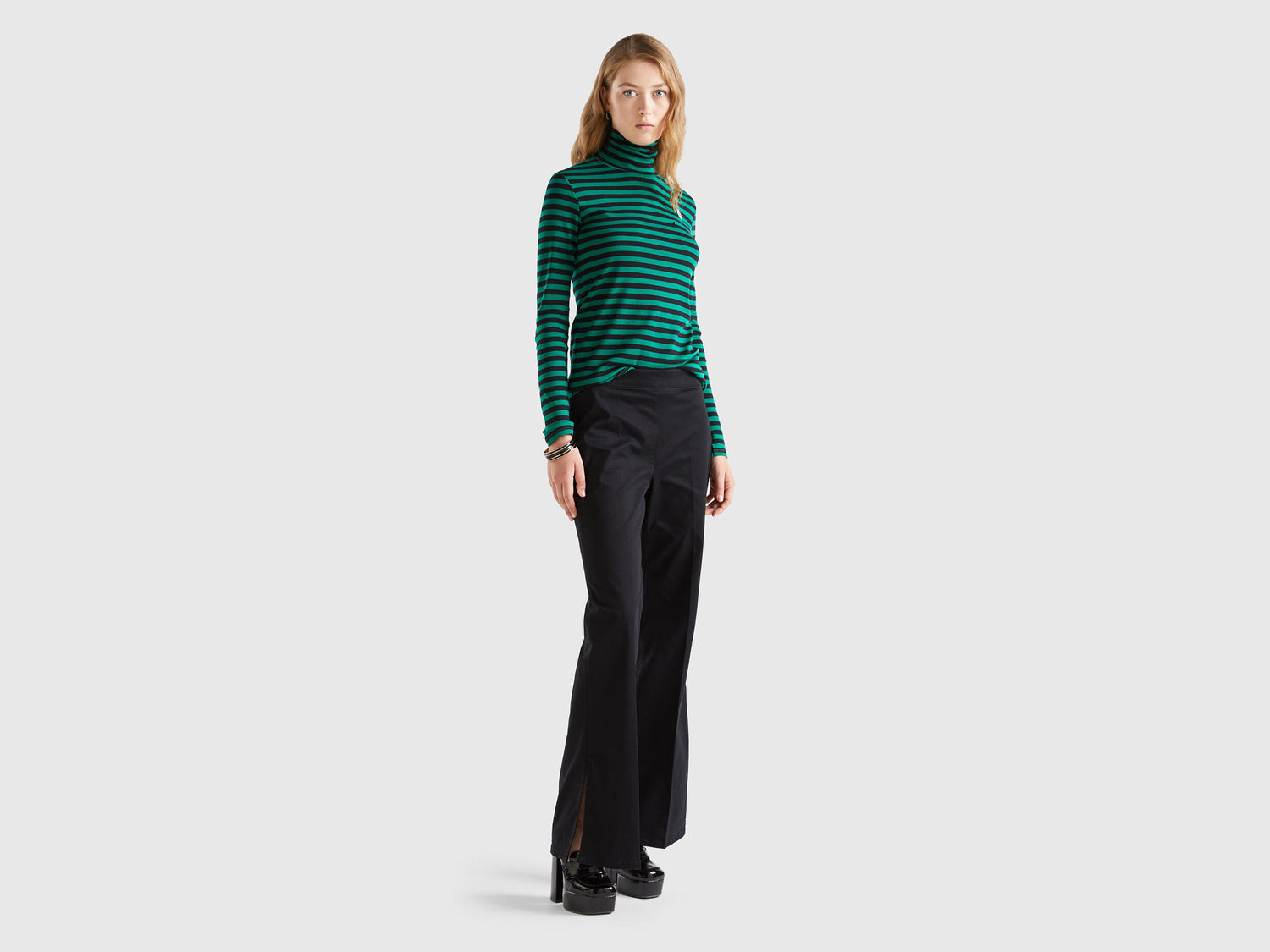 Flared Trousers With Slits