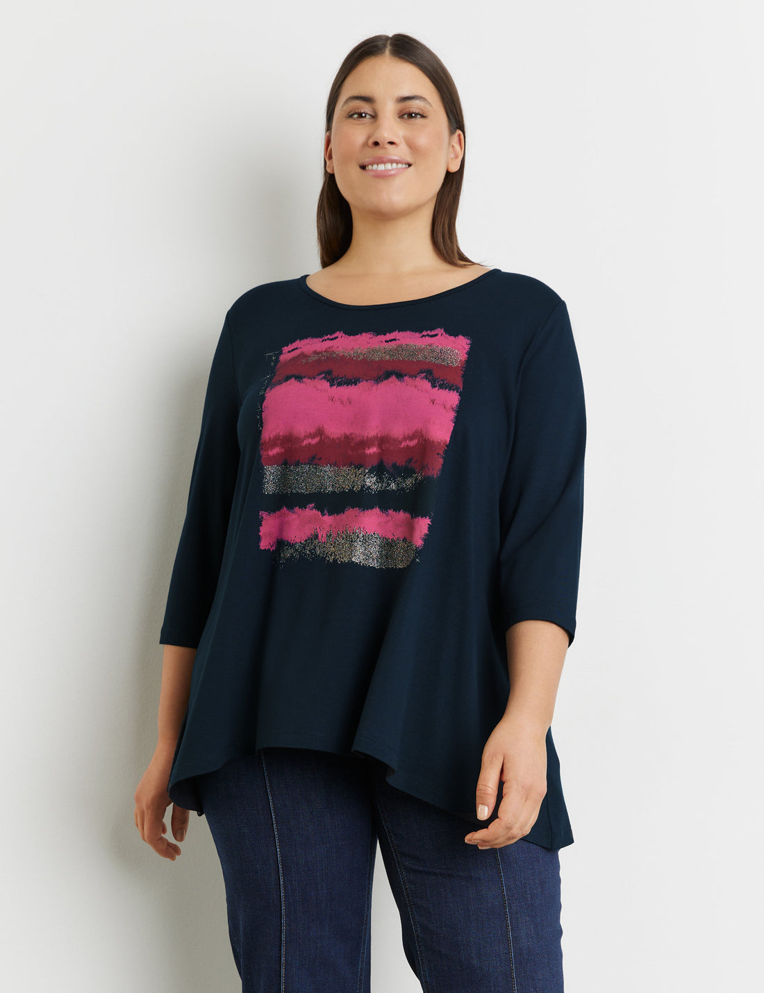 Casual 3/4-Sleeve Top With A Front Print_471007-26111_8102_01