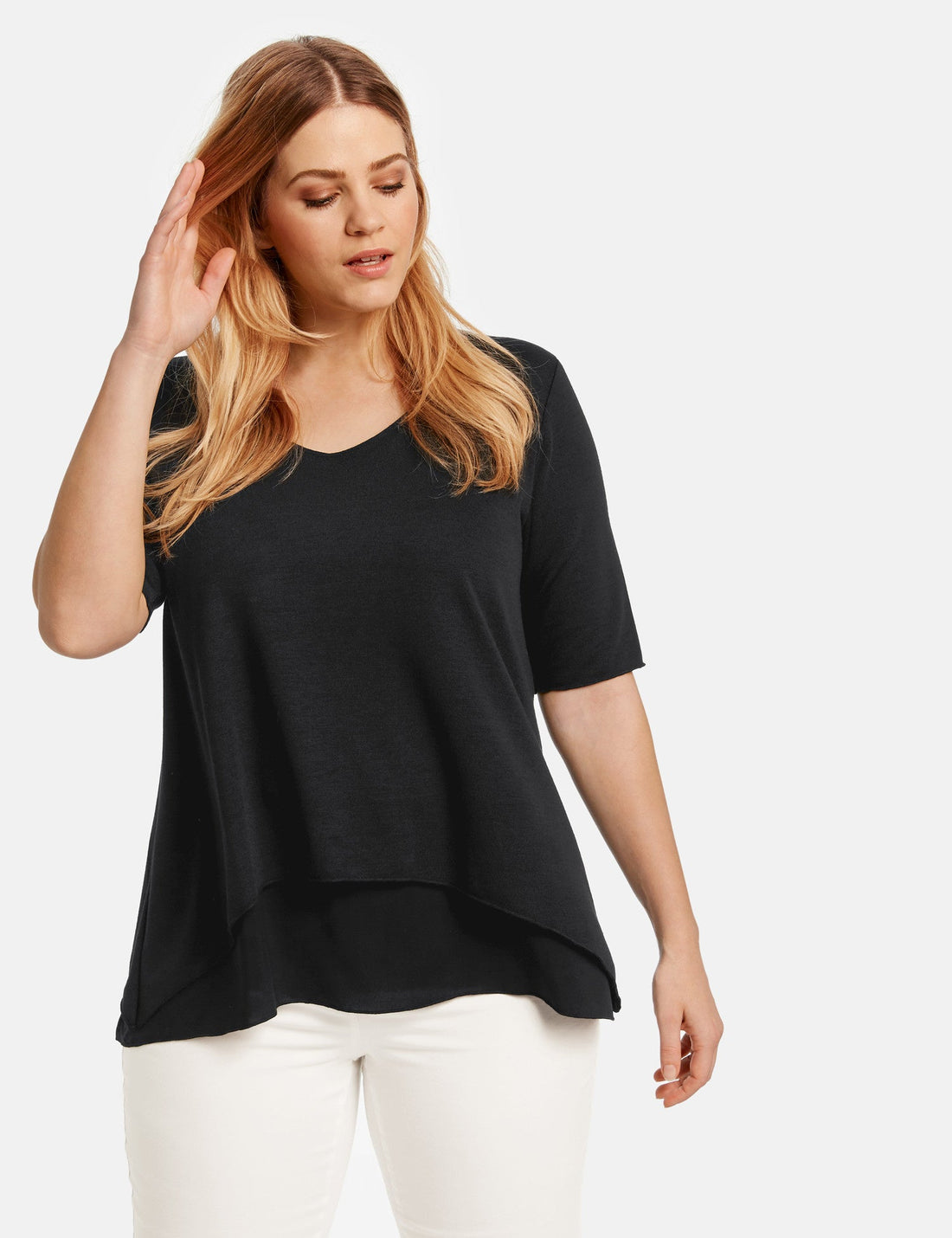 Black T-Shirt Short-Sleeve Roundneck Samoon