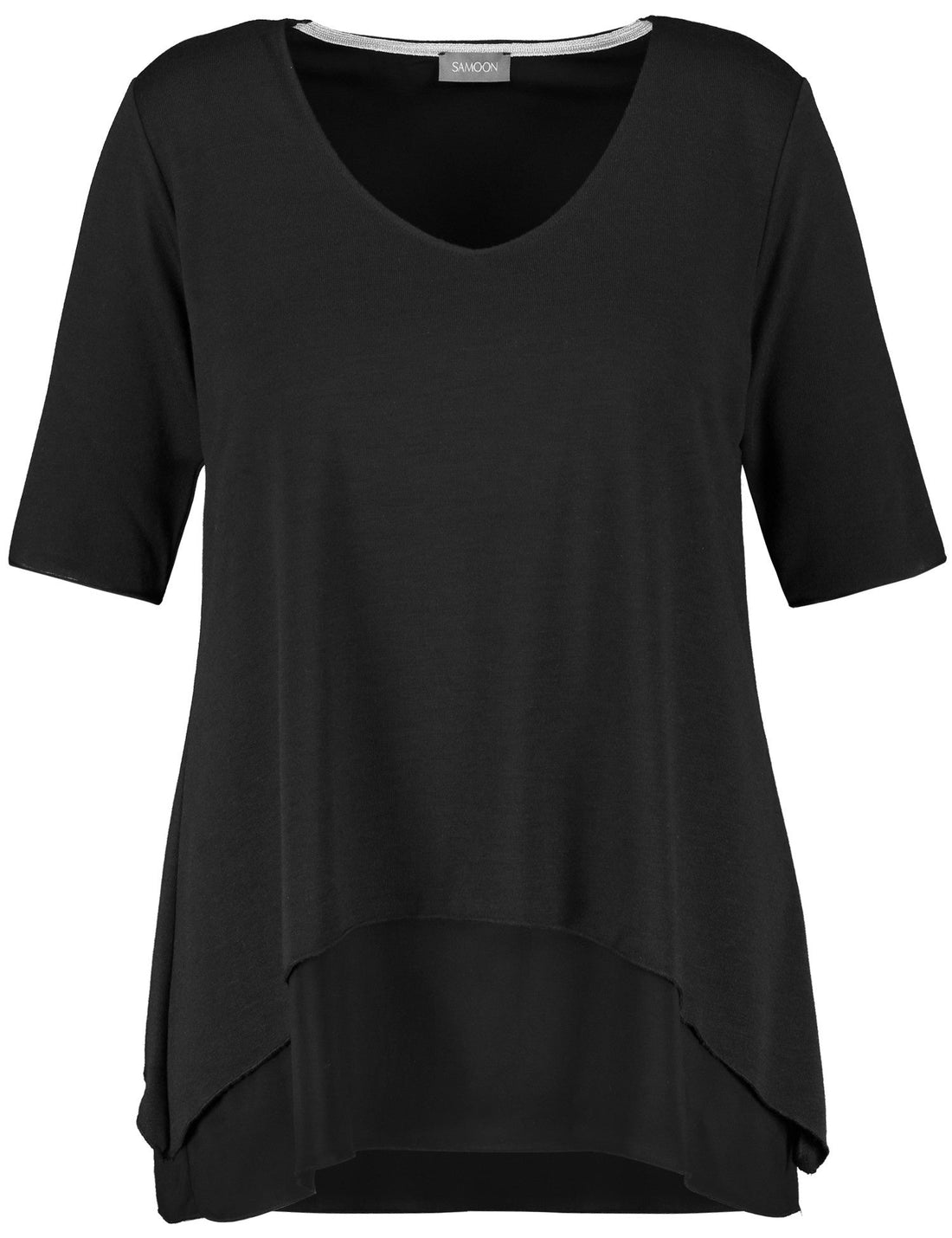 Black T-Shirt Short-Sleeve Roundneck Samoon