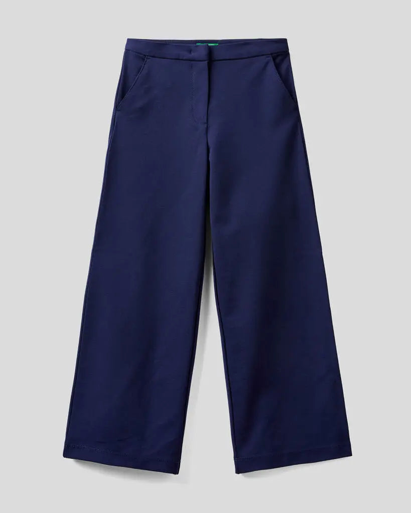 Dark Blue Palazzo Trousers In Viscose Blend - BEVAVA