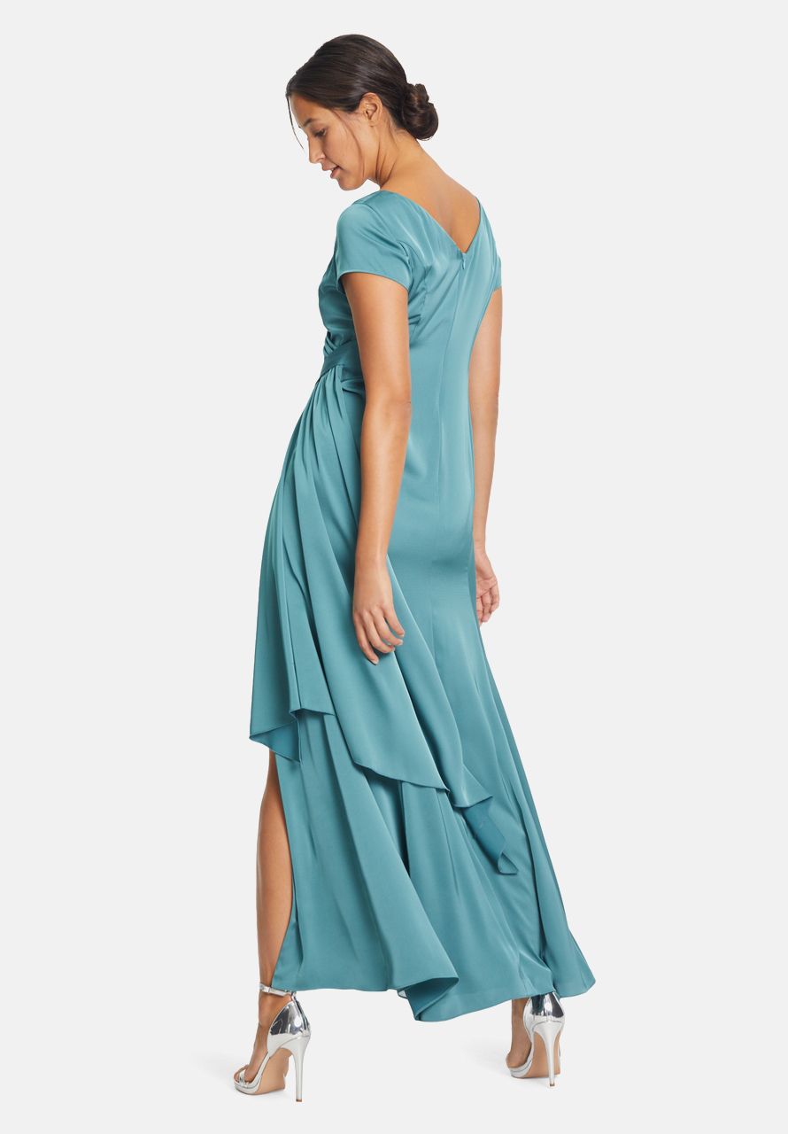 Turquoise Blue Wrap Evening Dress With Knee-High Slit_4801-4262_8565_02