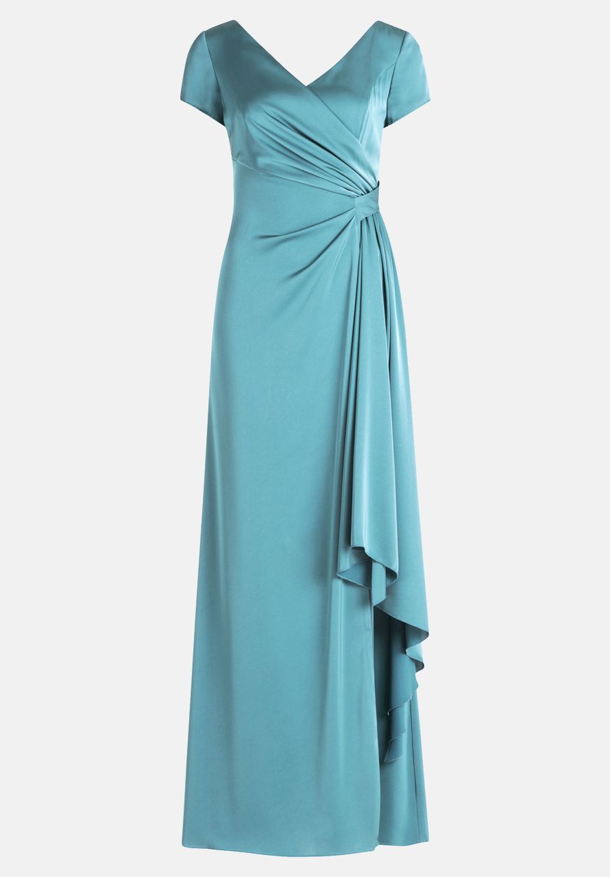 Turquoise Blue Wrap Evening Dress With Knee-High Slit_4801-4262_8565_03