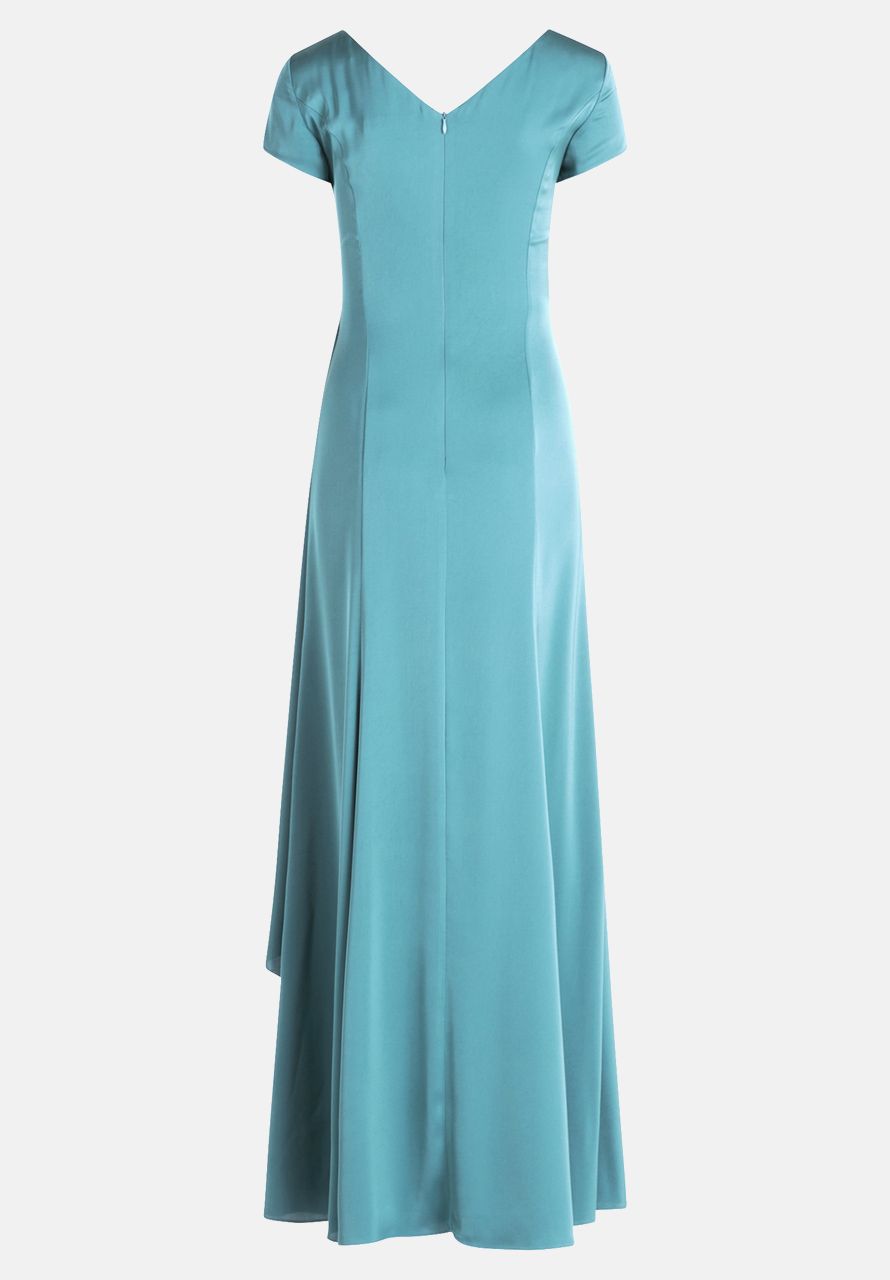 Turquoise Blue Wrap Evening Dress With Knee-High Slit_4801-4262_8565_04