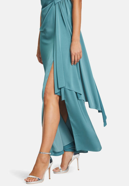 Turquoise Blue Wrap Evening Dress With Knee-High Slit_4801-4262_8565_06
