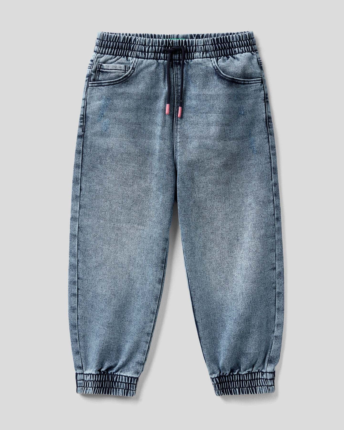 Blue Jogger Fit Denim Trousers Benetton
