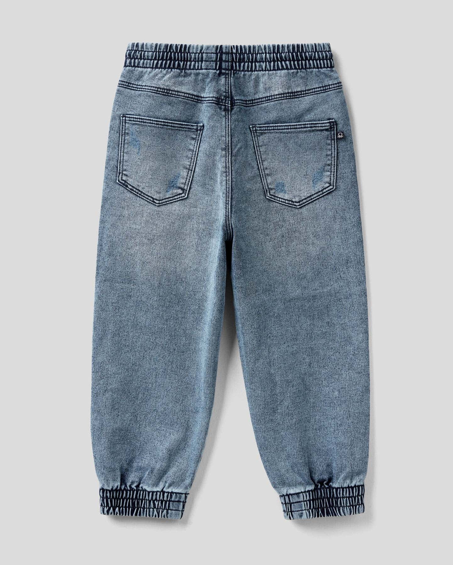 Blue Jogger Fit Denim Trousers Benetton