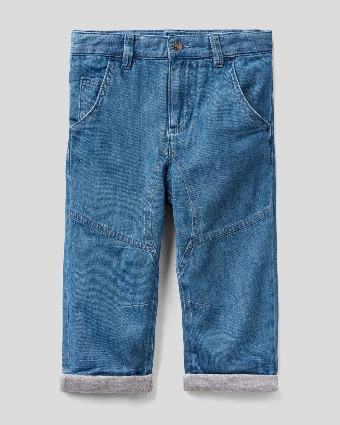 Light Blue Loose Fit Five-Pocket Jeans Benetton