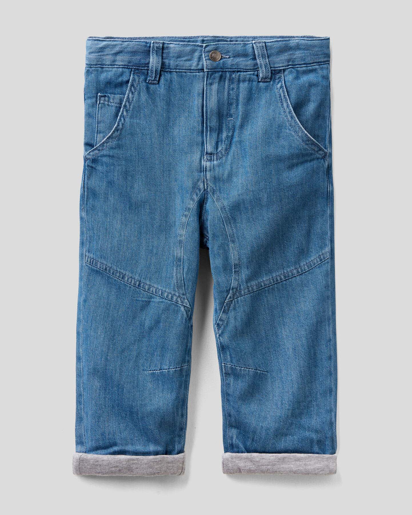 Light Blue Loose Fit Five-Pocket Jeans Benetton