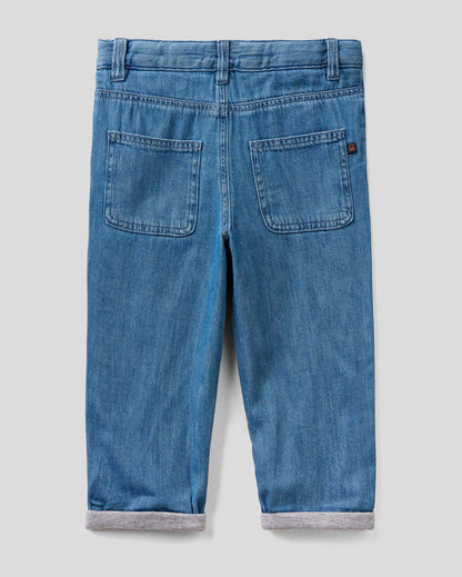 Light Blue Loose Fit Five-Pocket Jeans Benetton