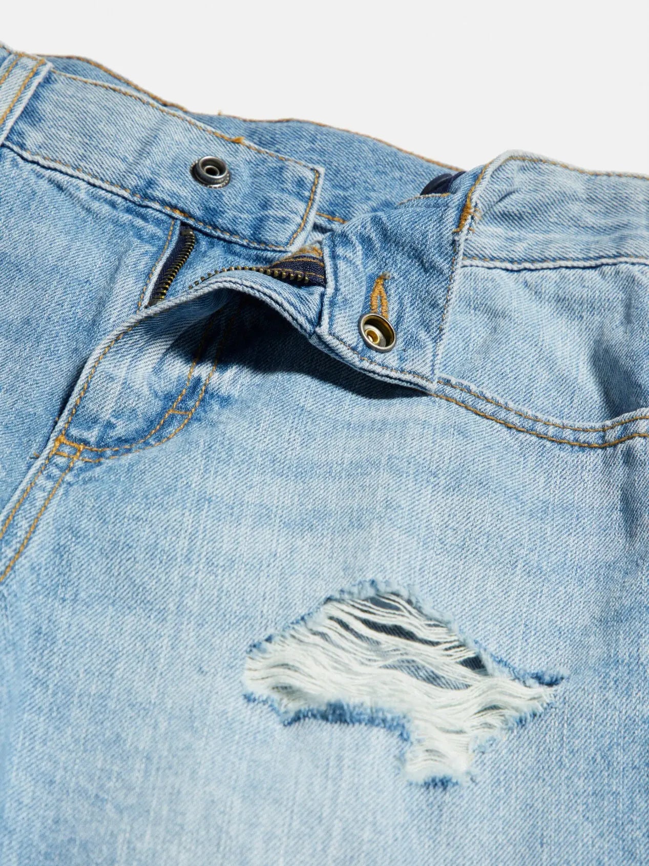 Oversized Jeans With Rips - BEVAVA