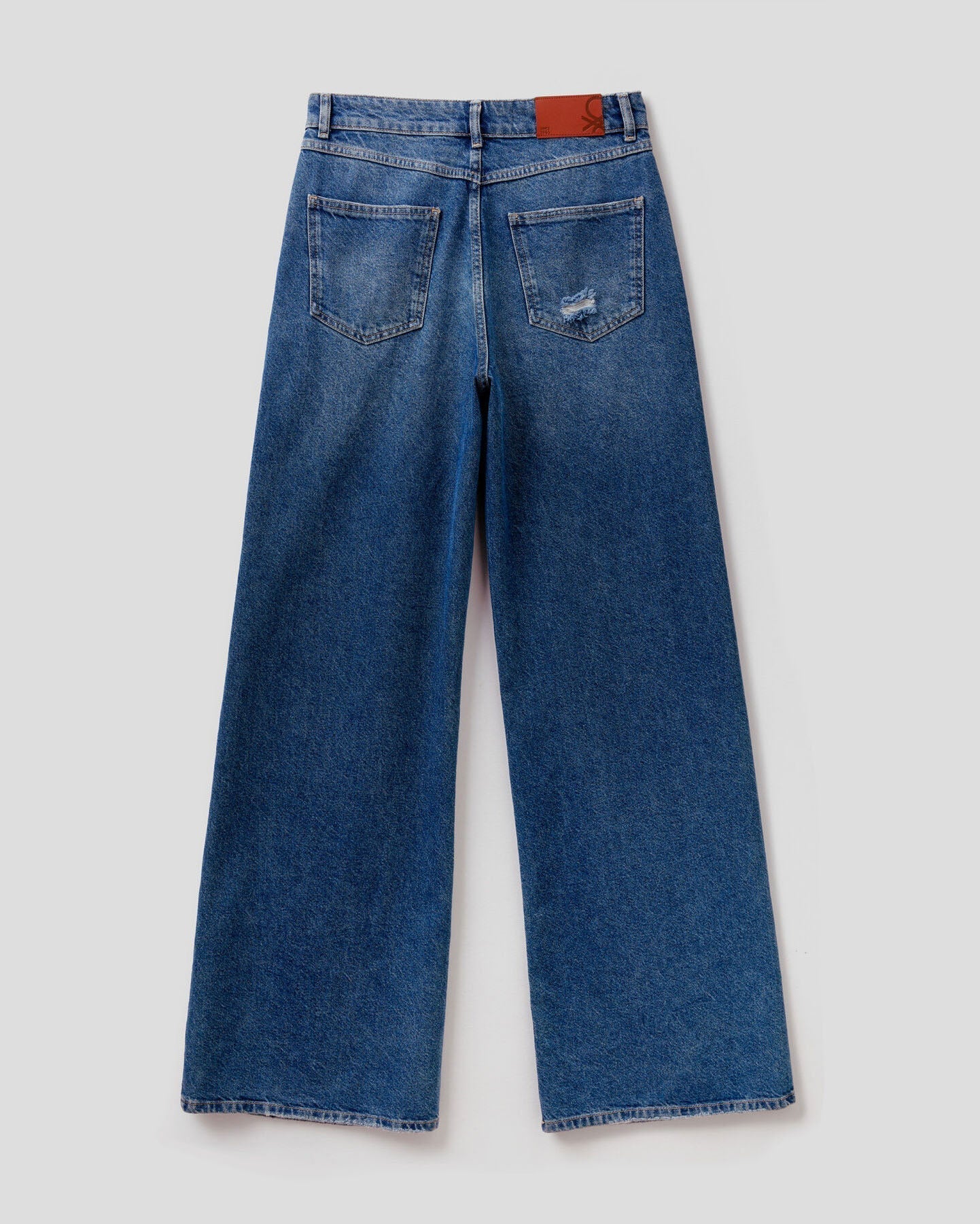 Blue Loose Fit Jeans With Tears Benetton