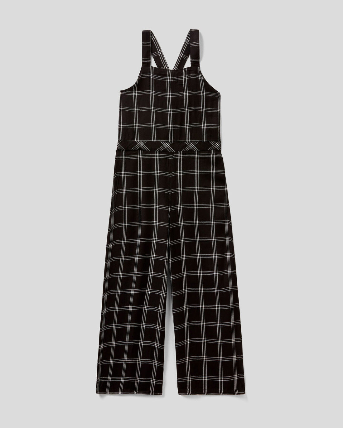 Black Flowy Check Dungarees