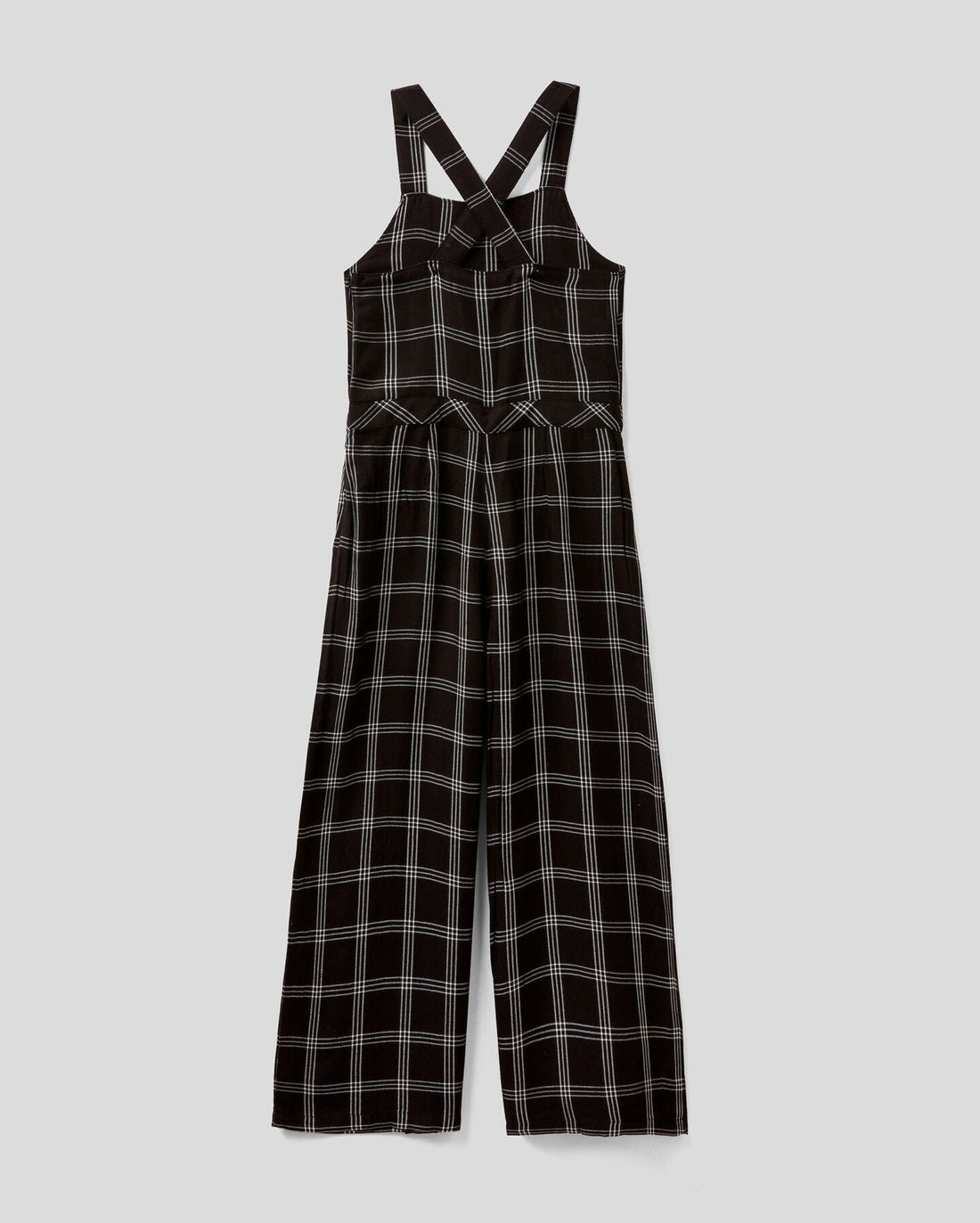 Black Flowy Check Dungarees