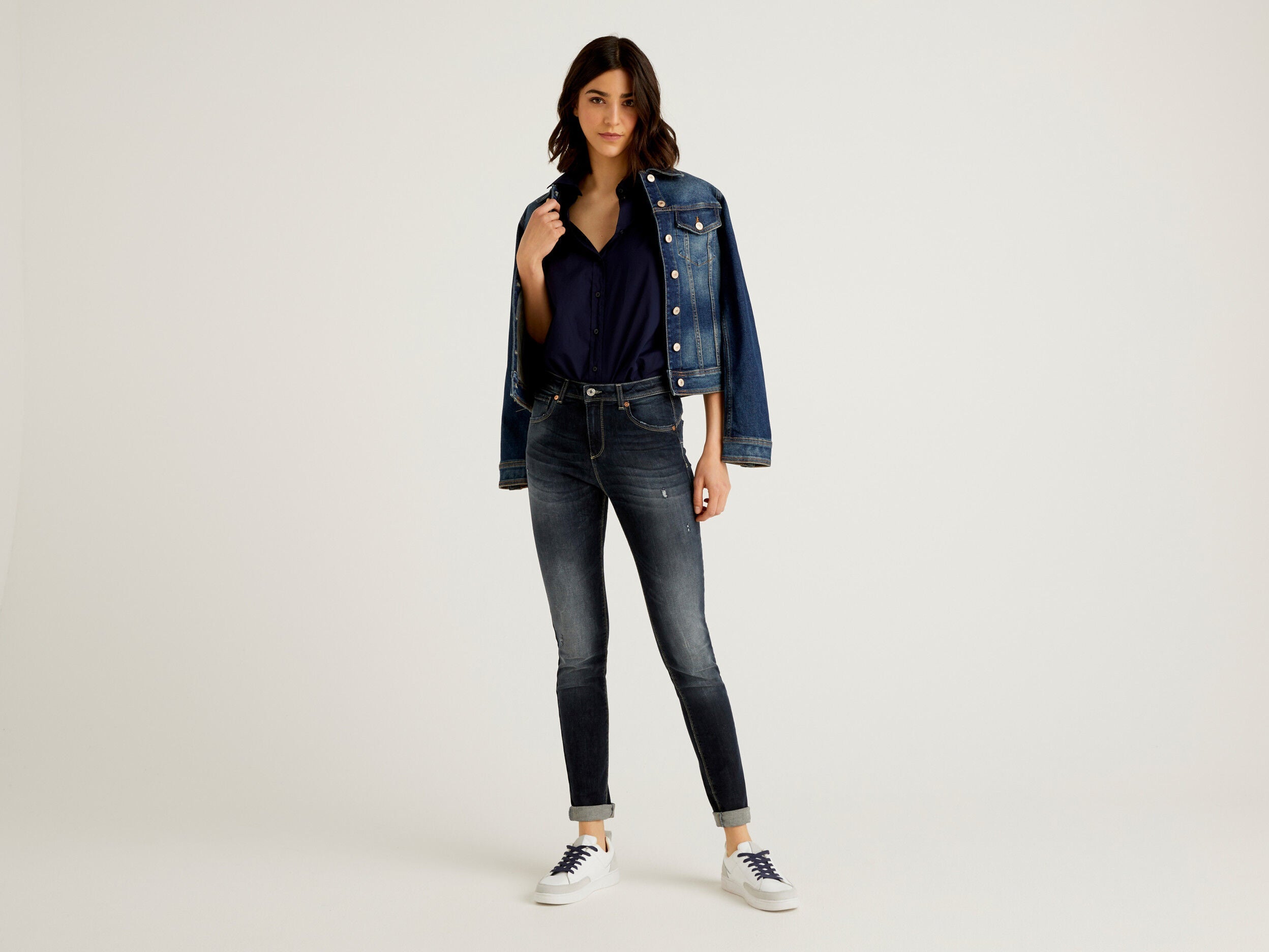 Skinny Fit Push Up Jeans Benetton