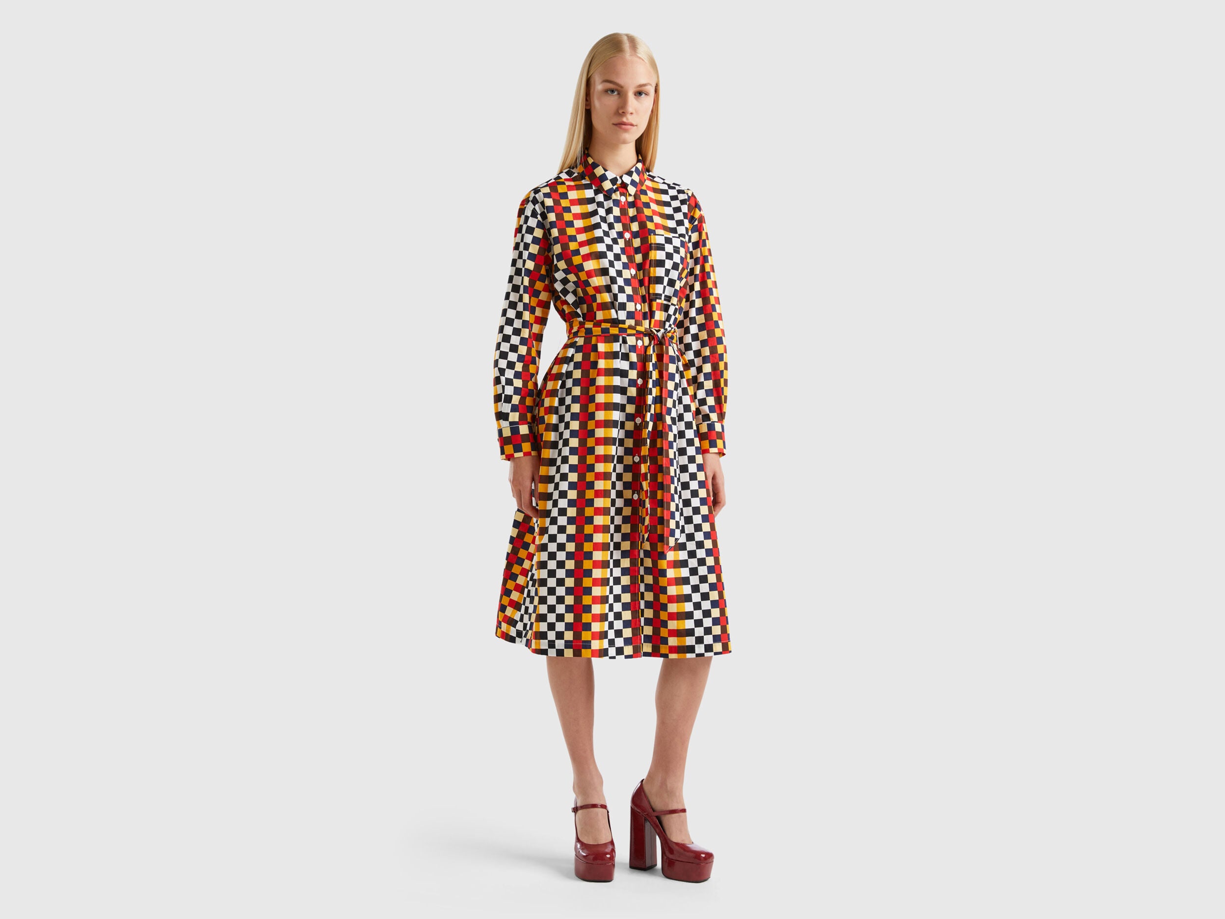 Patterned Midi Shirt Dress