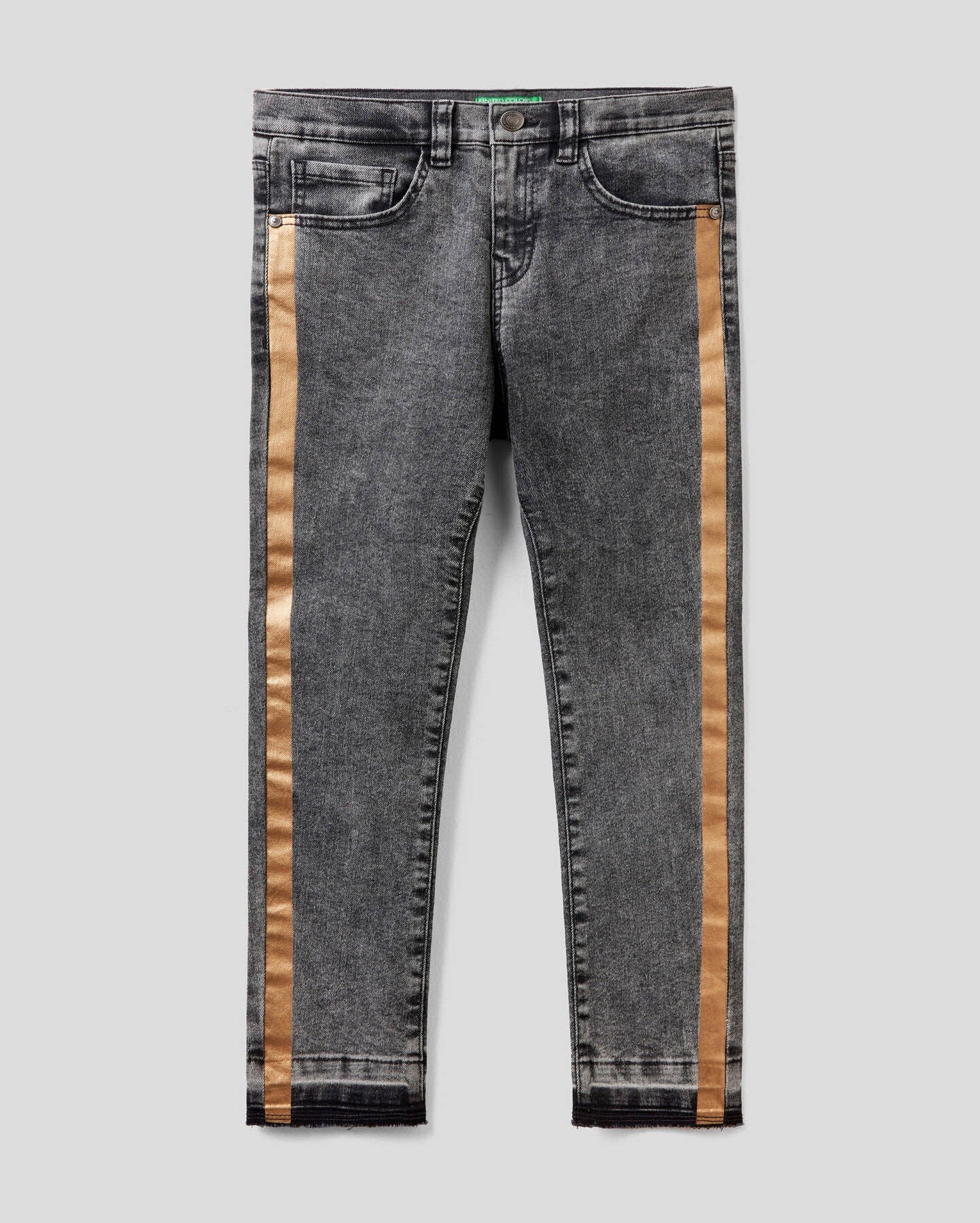Black "Eco-Recycle" Denim Jeans With Gold Bands Benetton