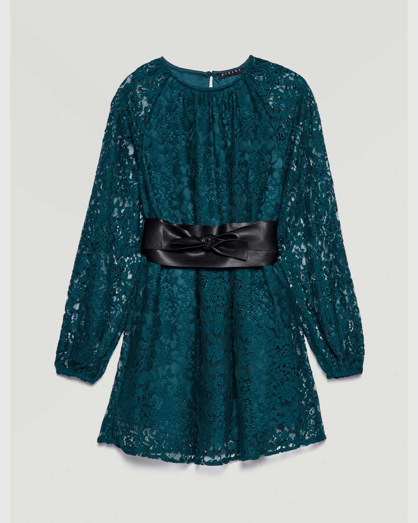 Green Dress+belt Sisley