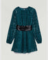 Green Dress+belt Sisley