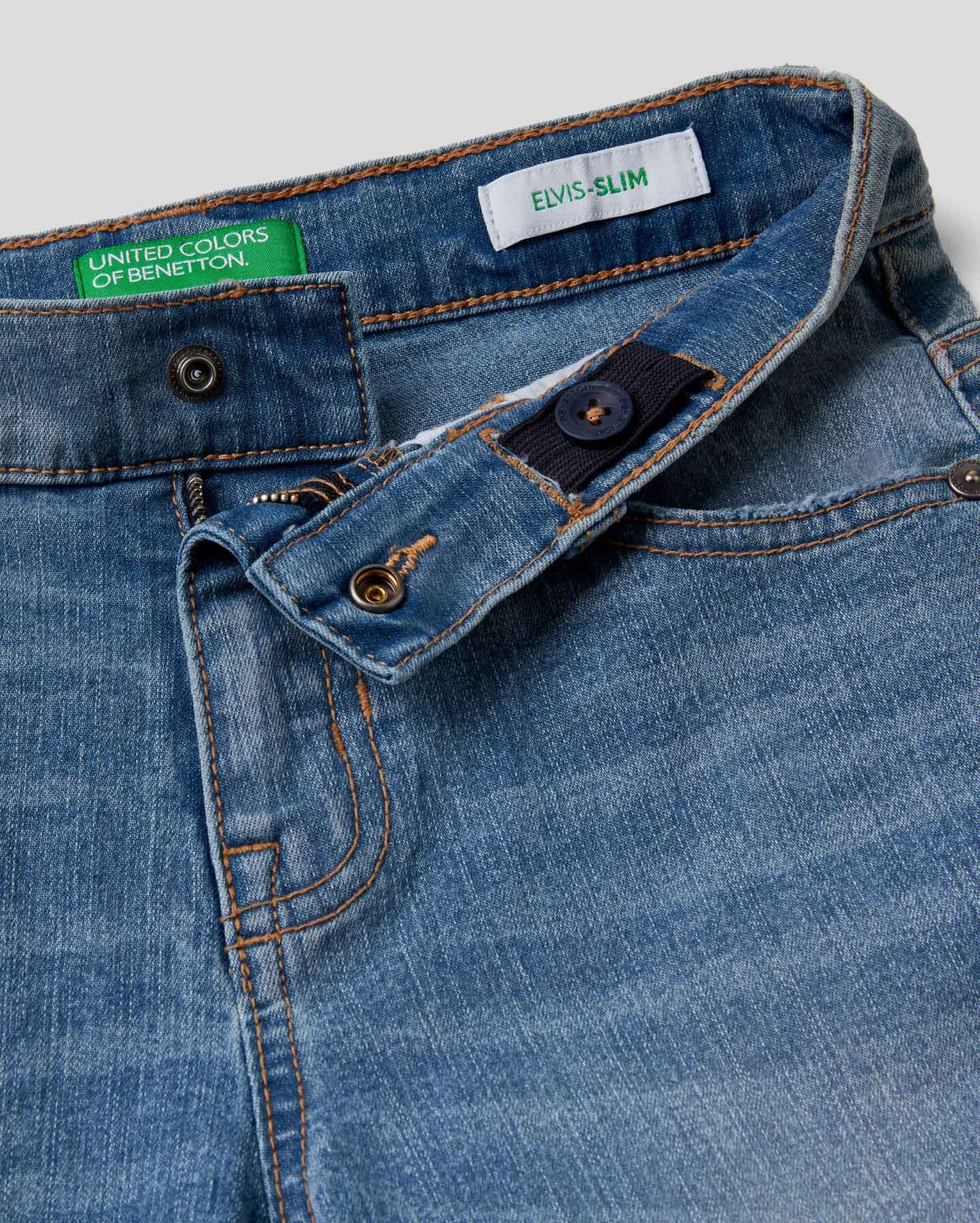 Light Blue "Eco-Recycle" Slim Fit Jeans Benetton