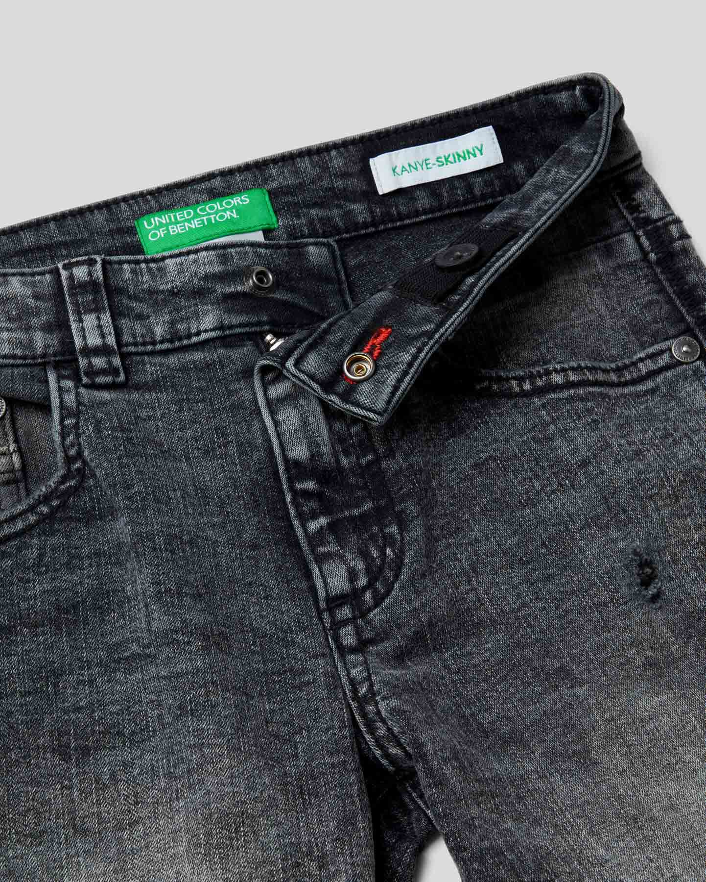 Black Skinny Fit Jeans In "Eco-Recycle" Denim Benetton