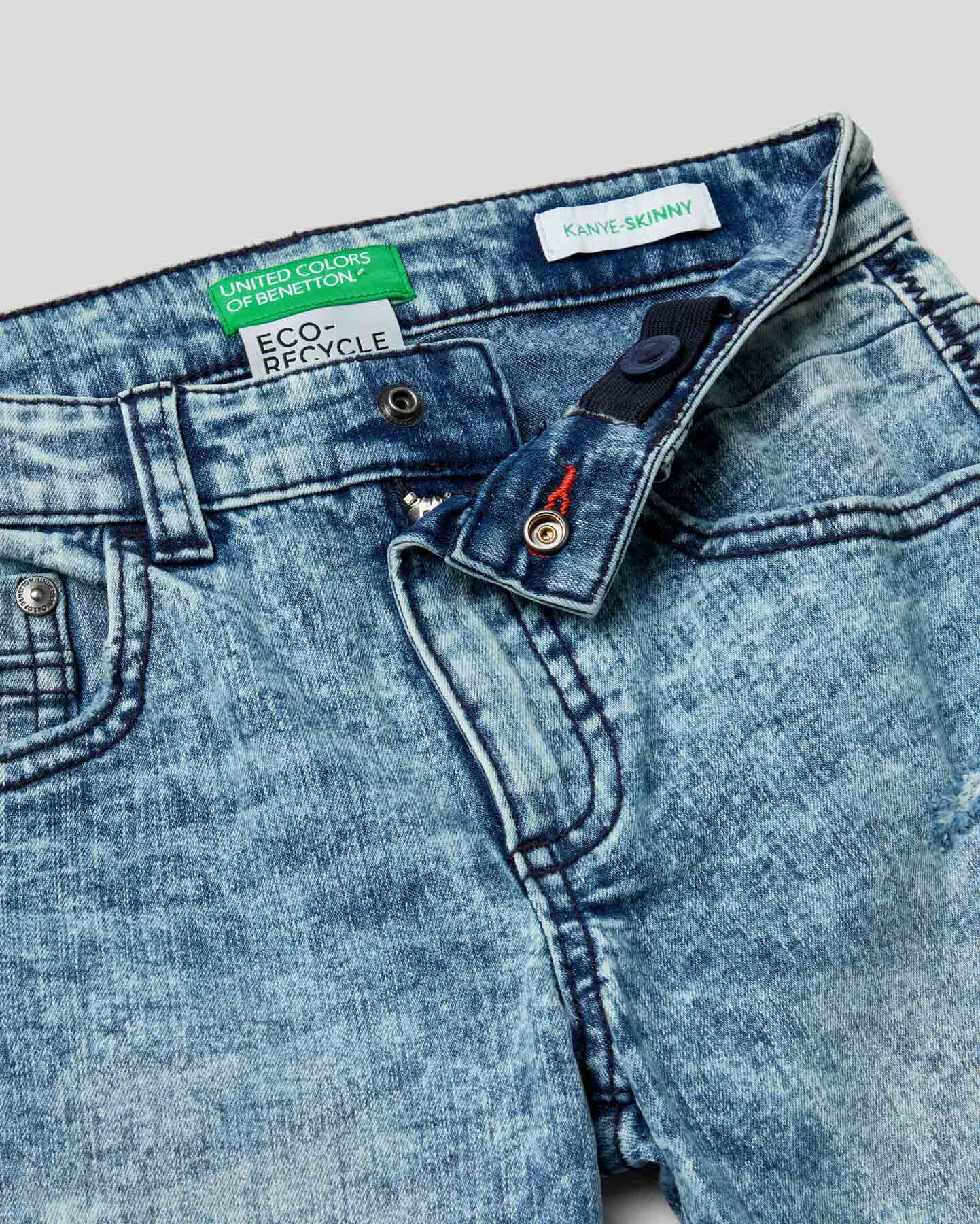 Light Blue Skinny Fit Jeans In "Eco-Recycle" Denim Benetton