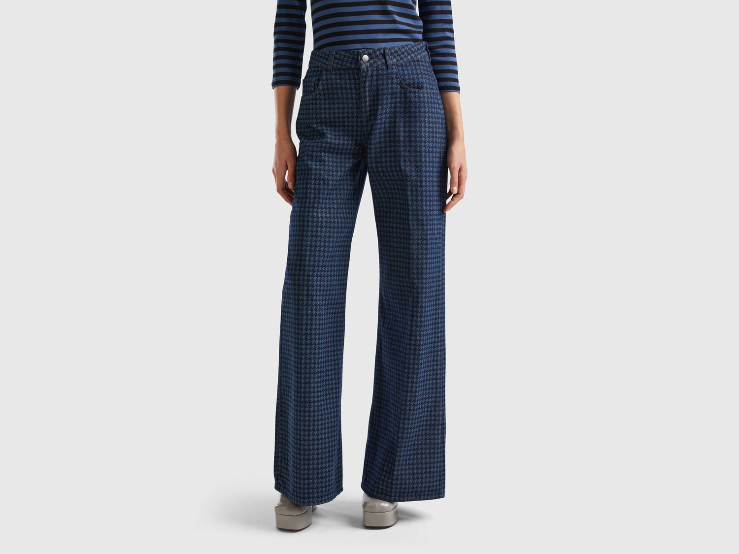 Houndstooth Jeans With Wide Leg_4YO7DE01A_905_01
