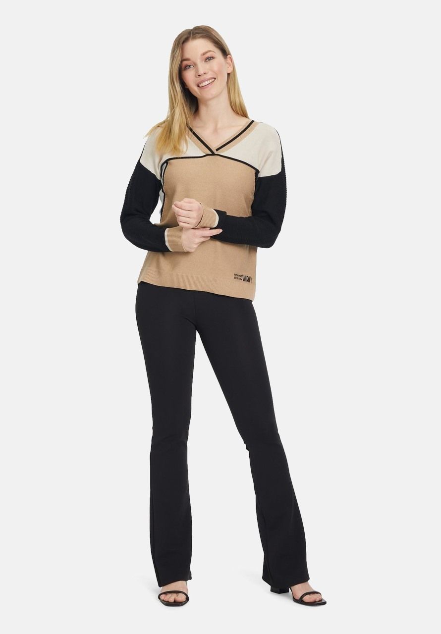 Fine Knit Jumper With V-Neckline