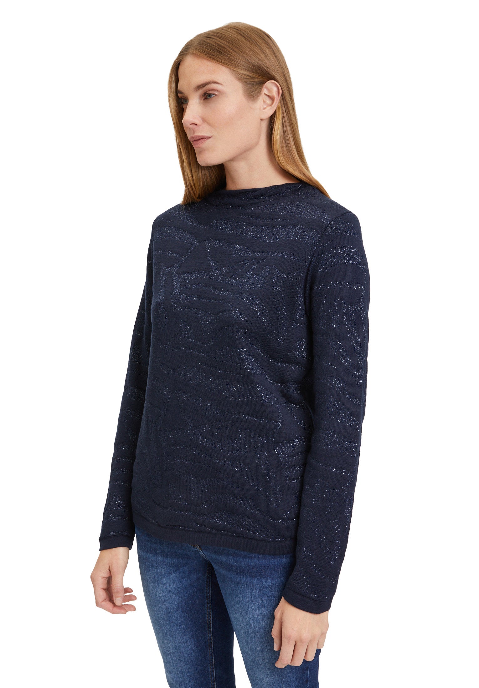 Blue Slim Fit Pullover With Mockneck_5967-2219_8345_03