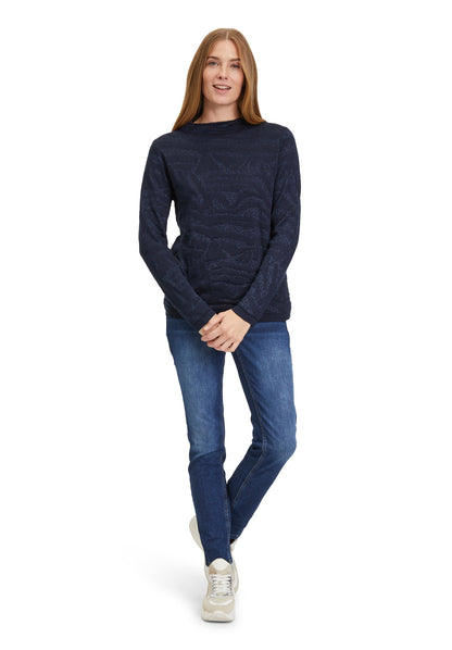 Blue Slim Fit Pullover With Mockneck_5967-2219_8345_05